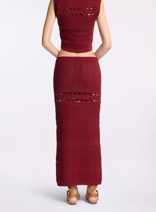 Elie Saab Cut-out Knit Skirt Fireball Lily