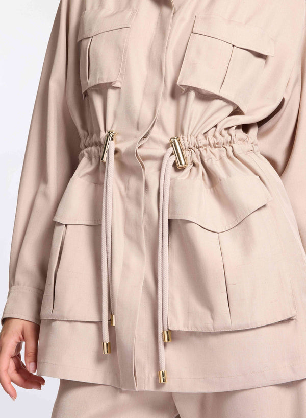 Elie Saab Drawstring Silk Shirt Elephant Grey