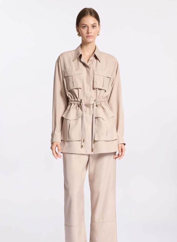 elie saab Drawstring silk shirt Elephant Grey