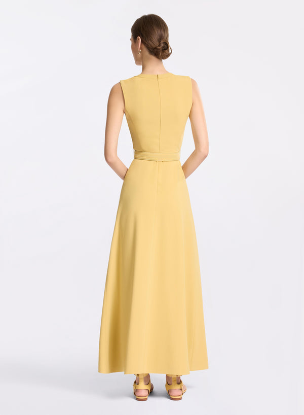 Elie Saab Elephant Buckle Midi Dress Sand Gold