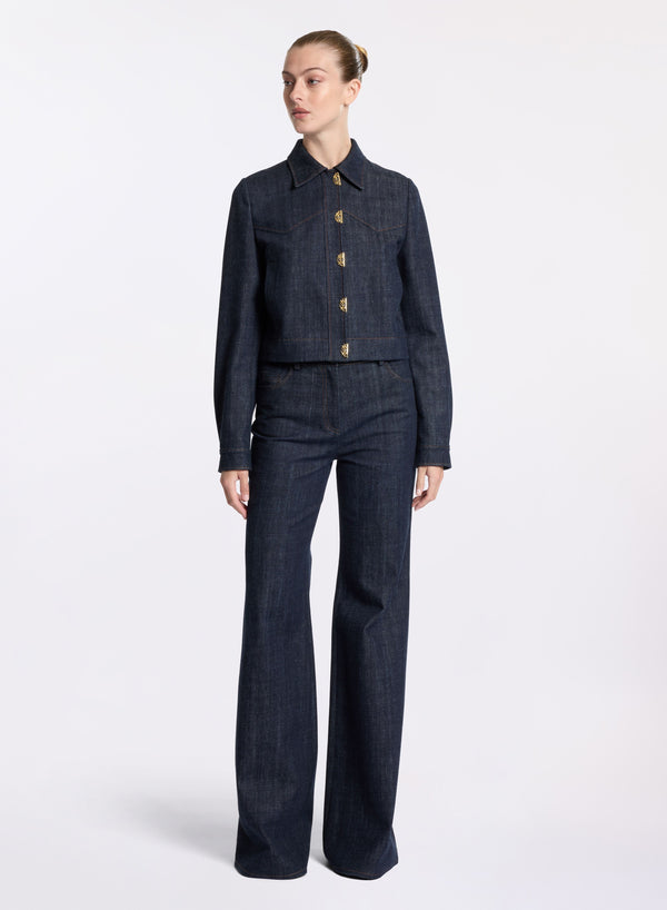 elie saab Embellished denim jacket Empire Blue