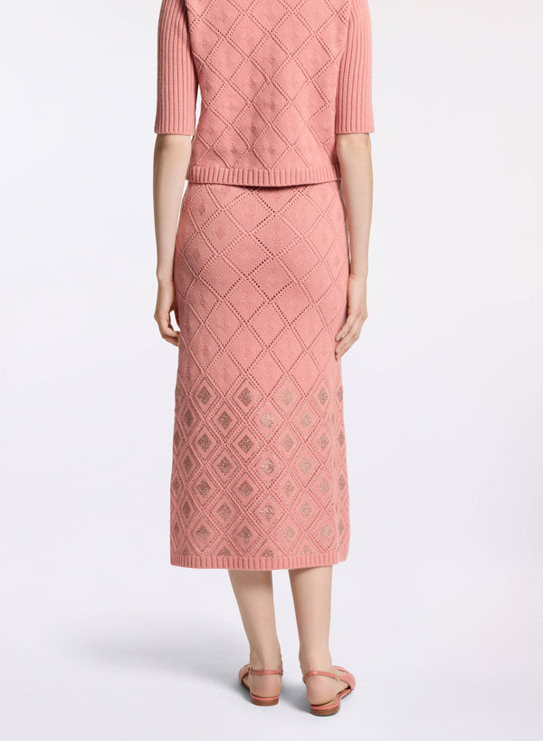 Elie Saab Embellished Knit Midi Skirt Garden Lily