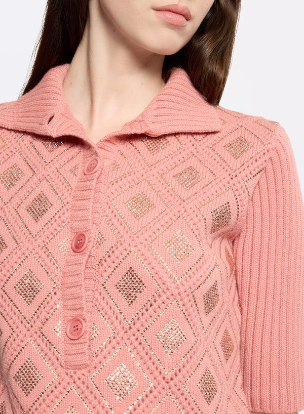 Elie Saab Embellished Knit Polo Garden Lily