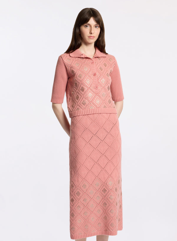 Elie Saab Embellished Knit Polo Garden Lily