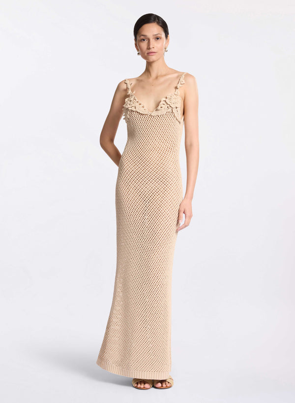 elie saab Embellished mesh dress Sand Gazelle
