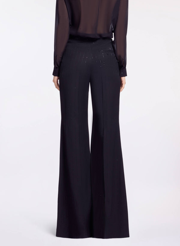 Elie Saab Embellished Pinstripe Pants Black