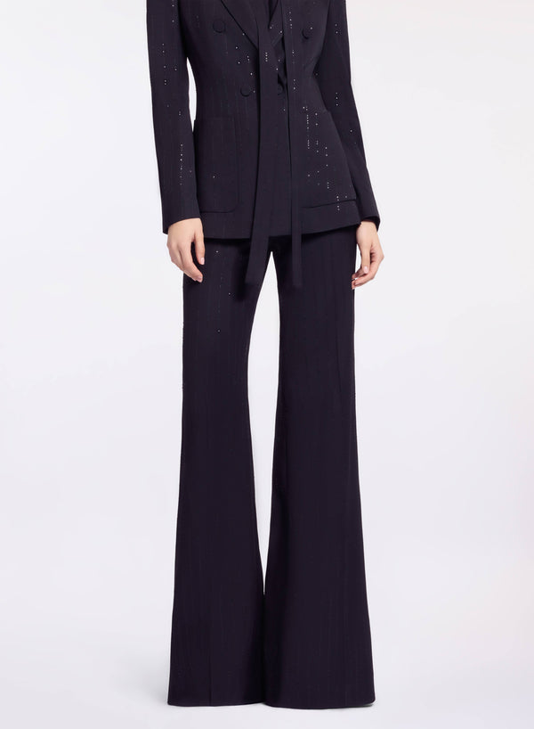 Elie Saab Embellished Pinstripe Pants Black