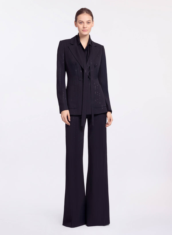 elie saab Embellished pinstripe pants Black