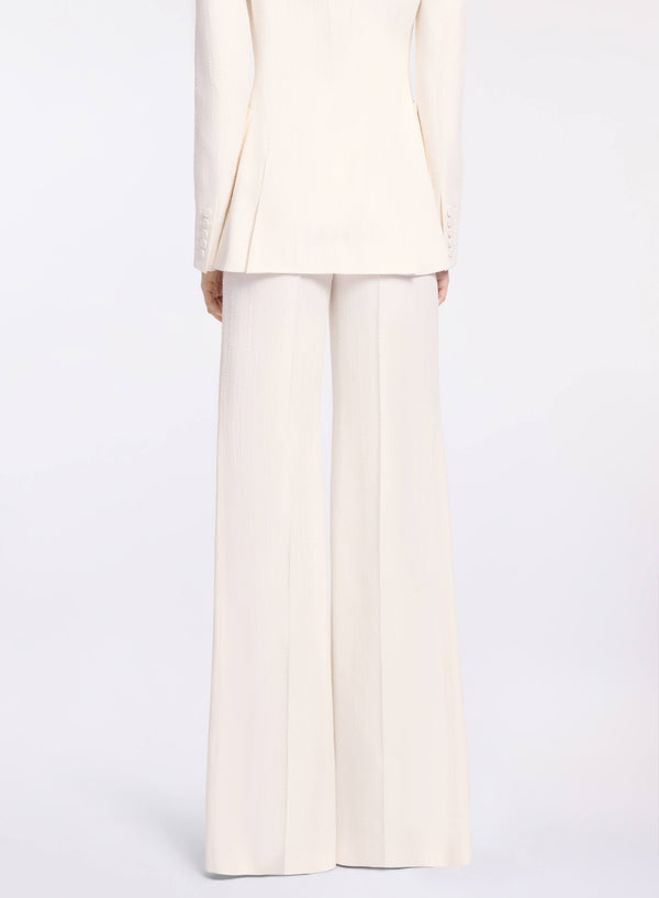 Elie Saab Embellished Pinstripe Pants Powder White