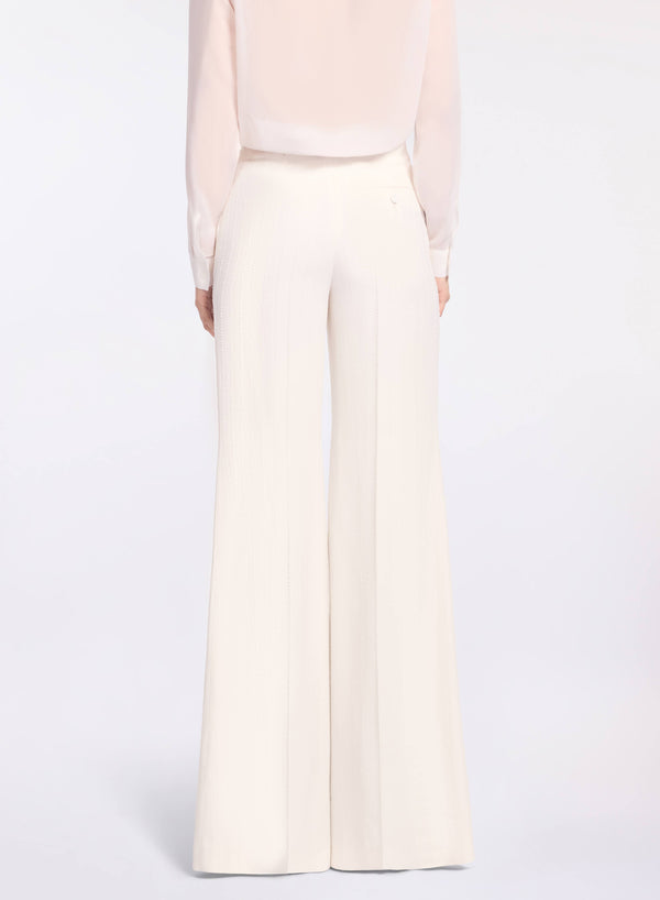 Elie Saab Embellished Pinstripe Pants Powder White