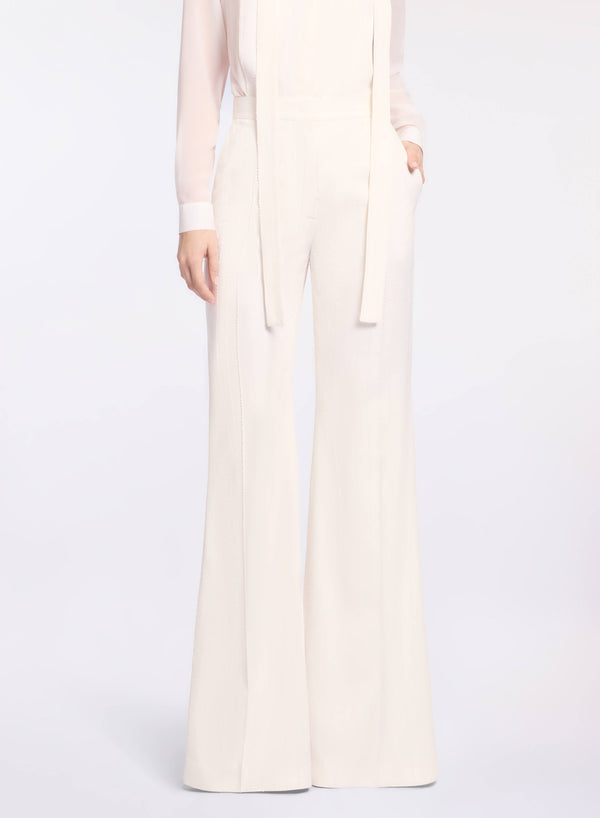 Elie Saab Embellished Pinstripe Pants Powder White