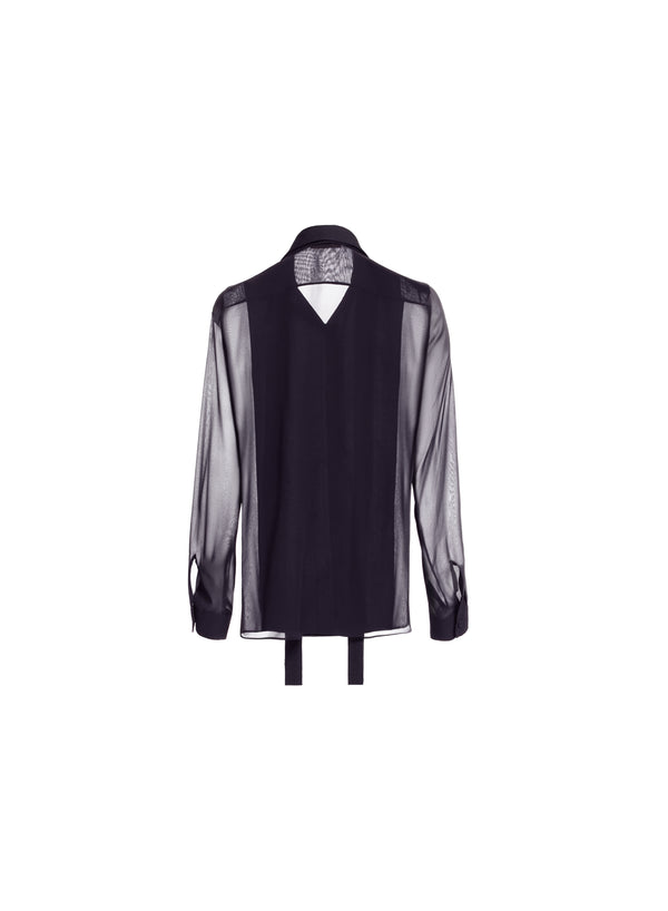Elie Saab Embellished Pinstripe Silk Shirt Black