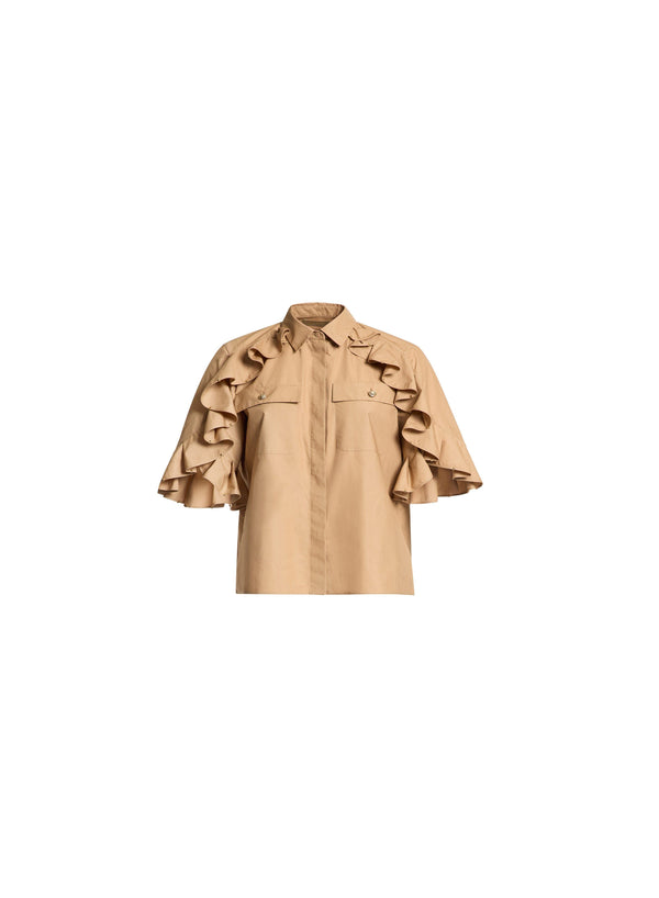 Elie Saab Embellished Poplin Shirt Cappuccino