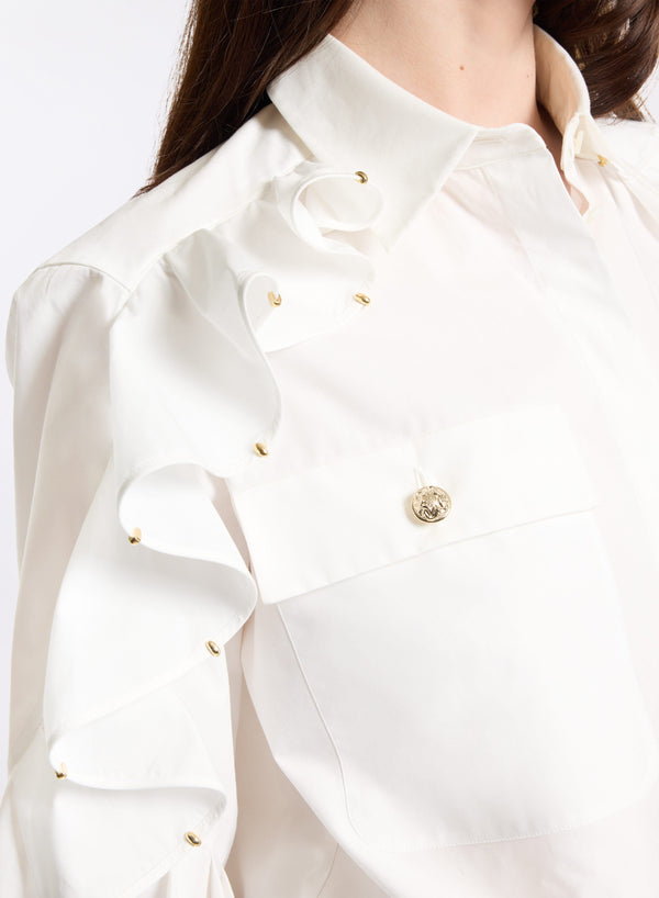 Elie Saab Embellished Poplin Shirt Off White