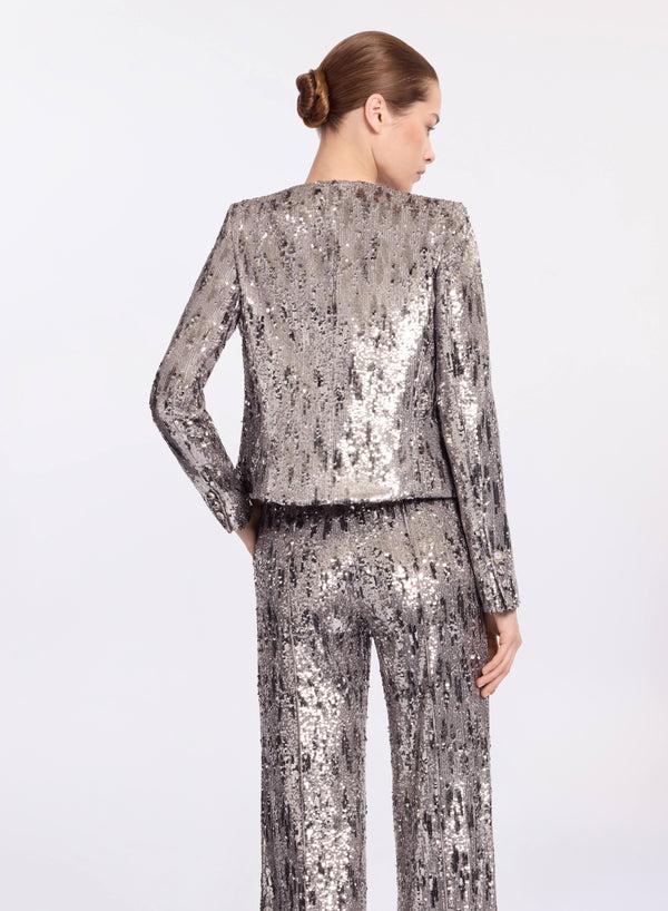 Elie Saab Embellished Sequins Jacket Silver
