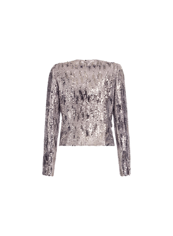 Elie Saab Embellished Sequins Jacket Silver