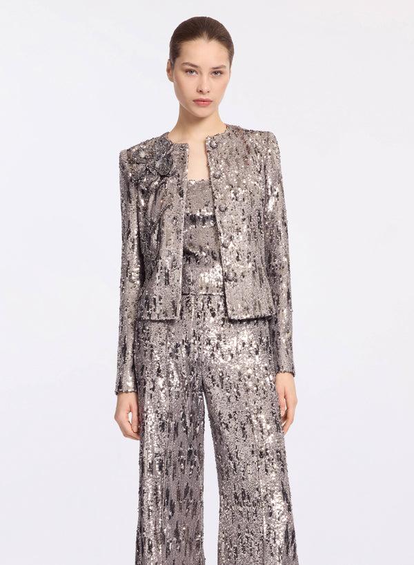 elie saab Embellished sequins jacket Silver