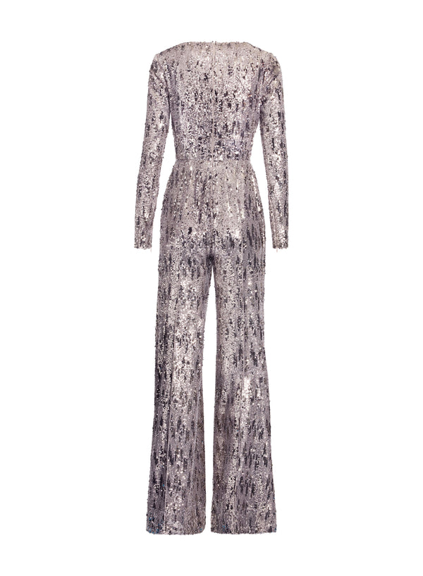 Elie Saab Embellished Sequins Jumpsuit Silver