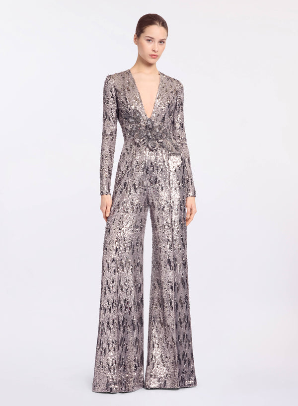 elie saab Embellished sequins jumpsuit Silver