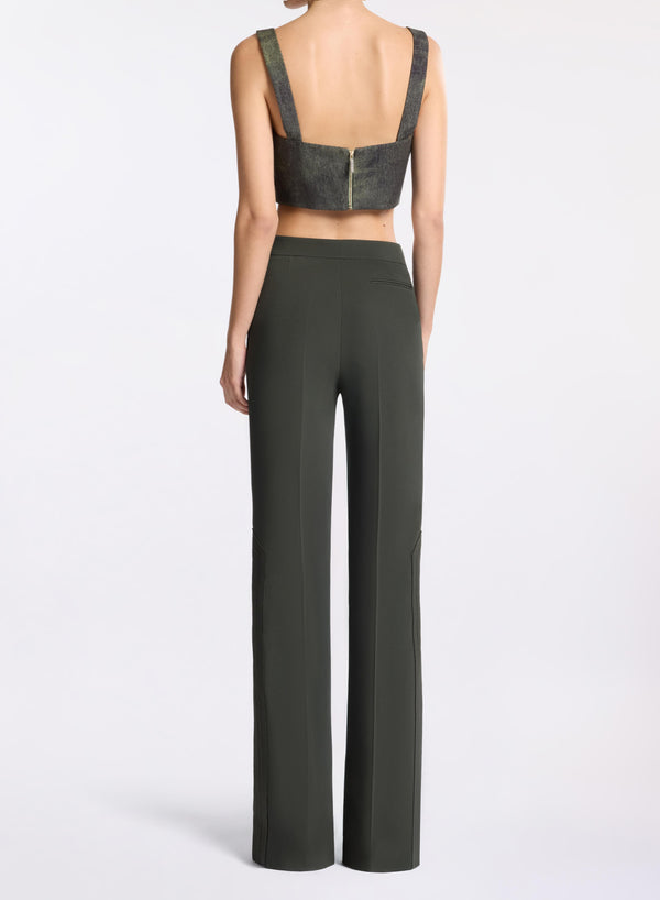 Elie Saab Embroidered Cady Pants Palm Shade
