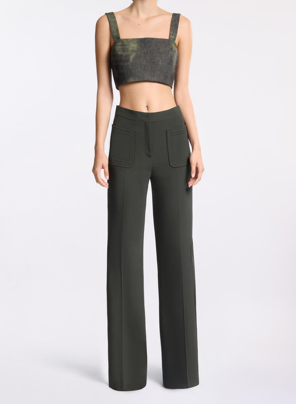 elie saab Embroidered cady pants Palm Shade