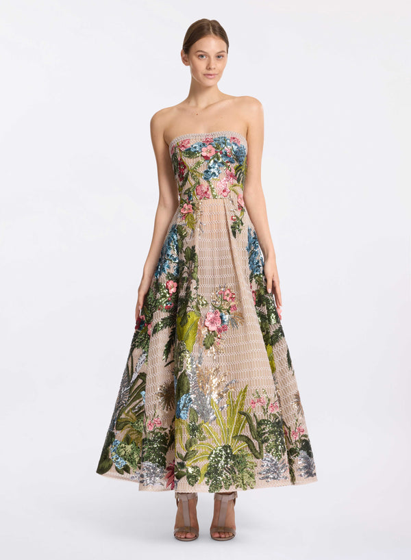 elie saab Embroidered tulle midi dress Multicolor