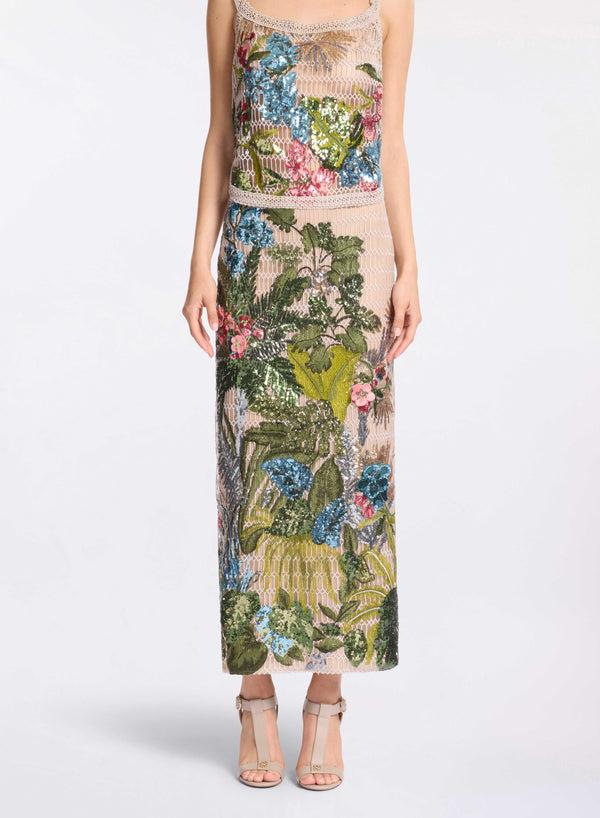 elie saab Embroidered tulle midi skirt Multicolor