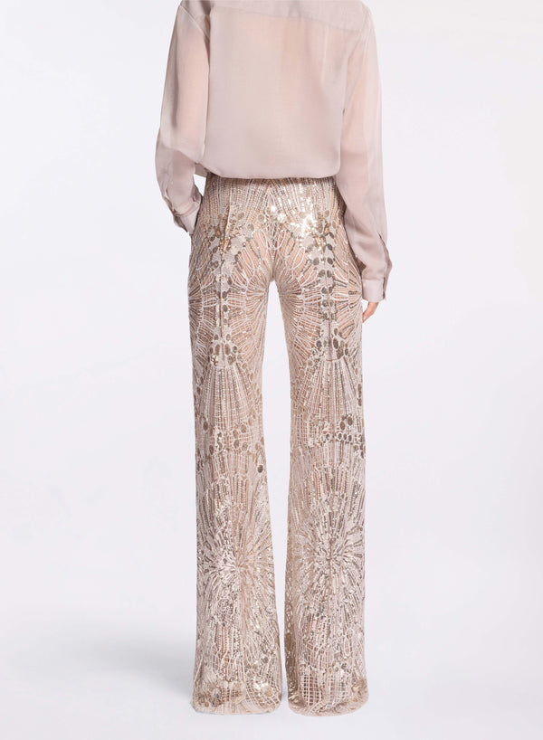 Elie Saab Embroidered Tulle Pants Elephant Grey