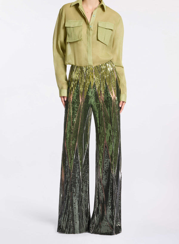 elie saab Embroidered tulle pants Palm Shade