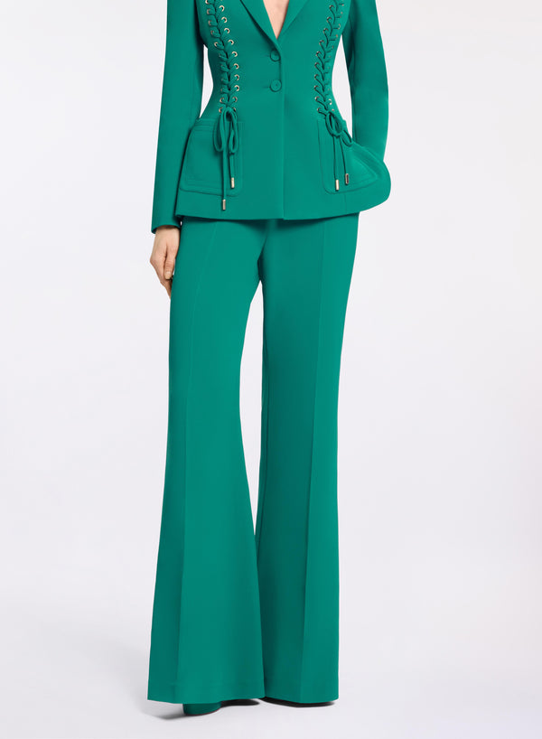 Elie Saab Flared Cady Pants Absinthe Green