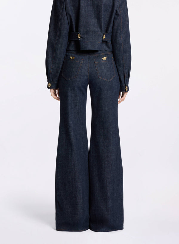 Elie Saab Flared Denim Pants Empire Blue