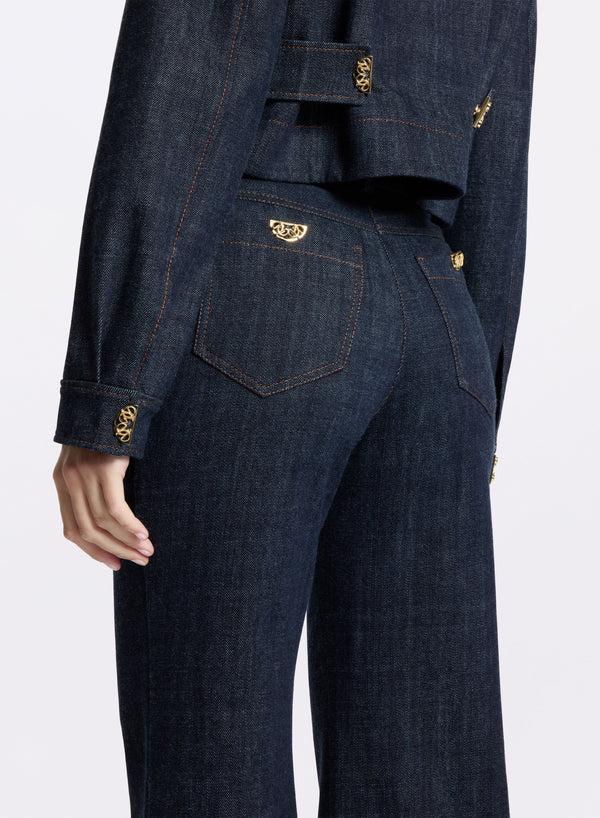 Elie Saab Flared Denim Pants Empire Blue