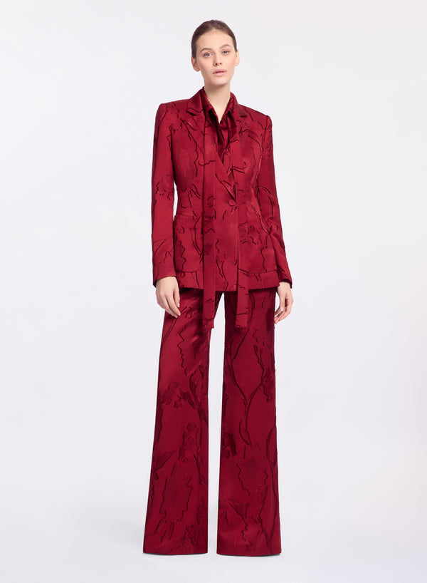 elie saab Flared jacquard pants Luscious Red