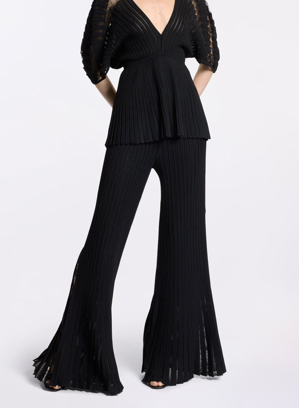 Elie Saab Flared Knit Pants Black