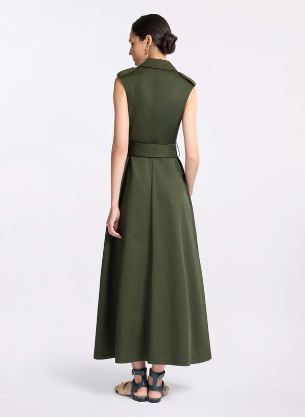 Elie Saab Gabardine Midi Dress Palm Shade