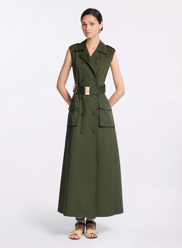 elie saab Gabardine midi dress Palm Shade