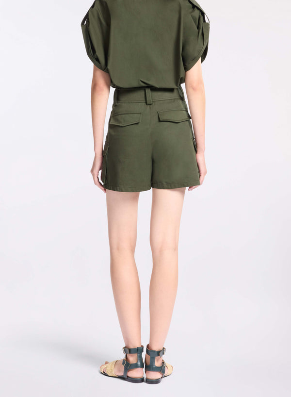 Elie Saab Gabardine Shorts Palm Shade