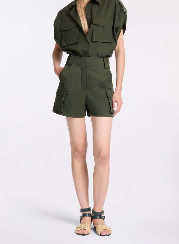 elie saab Gabardine shorts Palm Shade