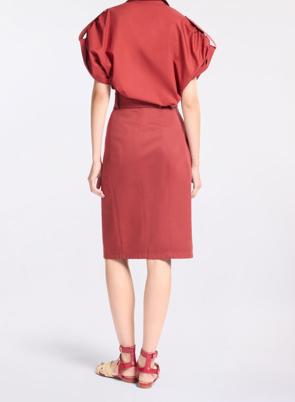 Elie Saab Gabardine Wrap Skirt Fireball Lily