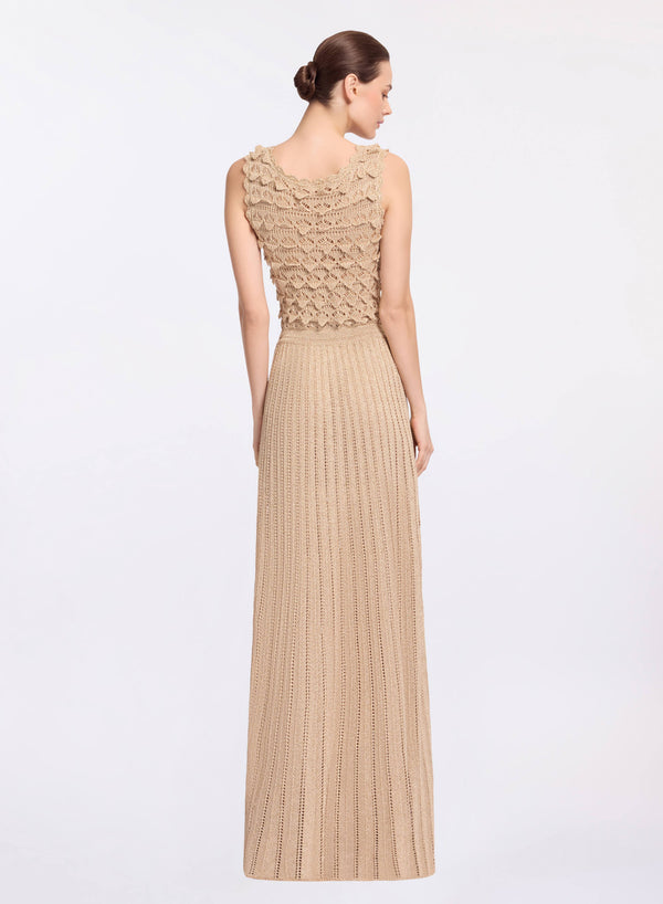 Elie Saab Gold Crochet Dress Gold