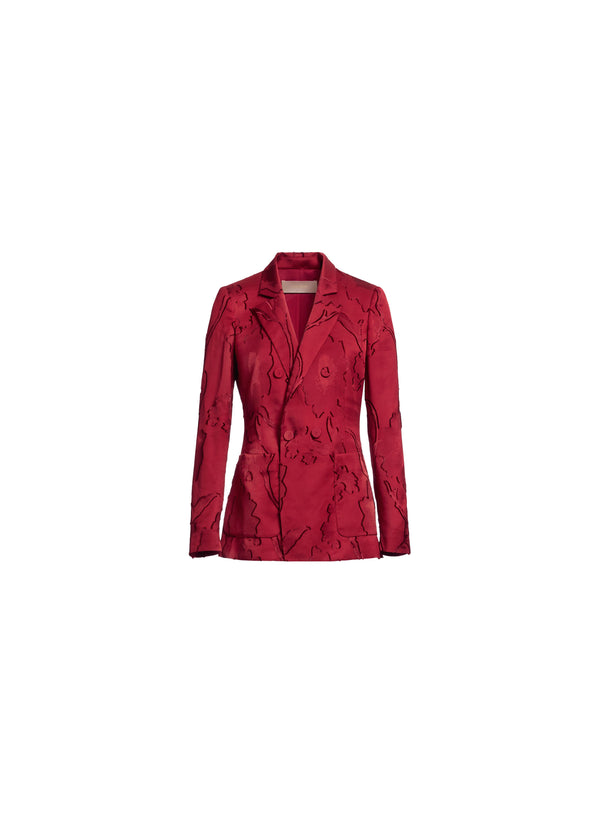 Elie Saab Jacquard Blazer Luscious Red