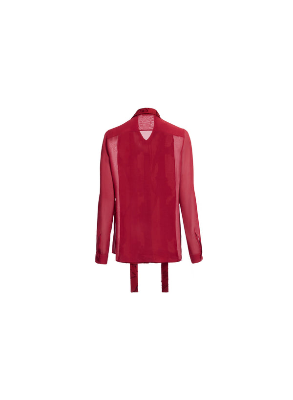 Elie Saab Jacquard & Silk Shirt Luscious Red