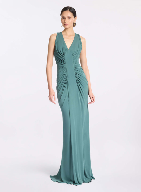 elie saab Jersey long dress Blue Spruce