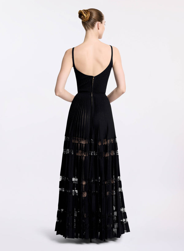 Elie Saab Knit Dress With Lace Inserts Black