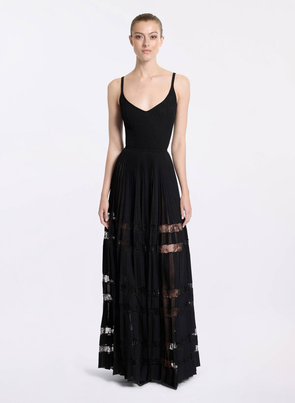 elie saab Knit dress with lace inserts Black
