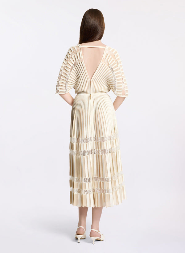 Elie Saab Knit Midi Dress Off White