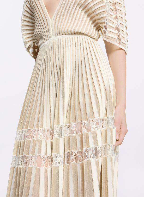 Elie Saab Knit Midi Dress Off White