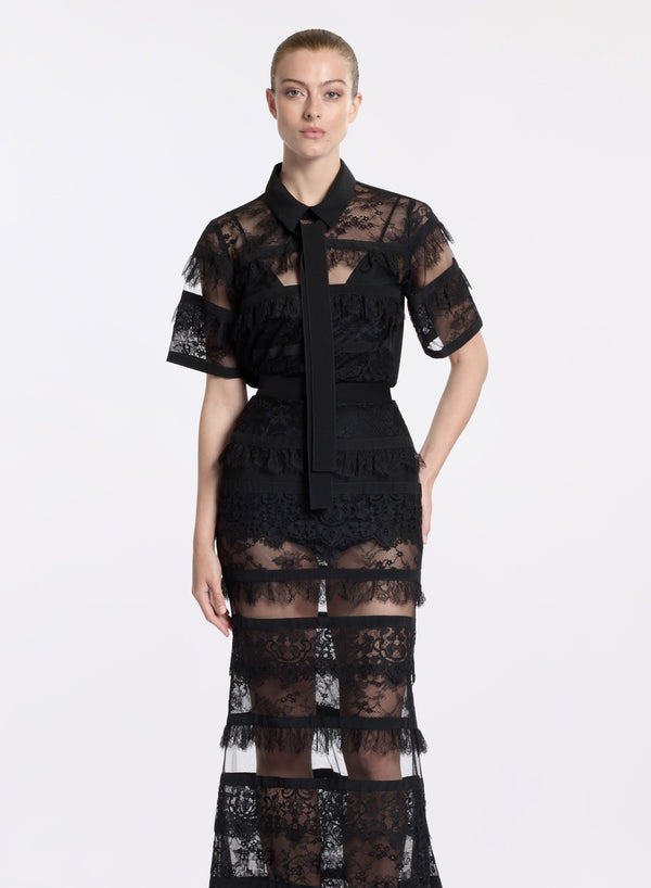 Elie Saab Lace Blouse Black