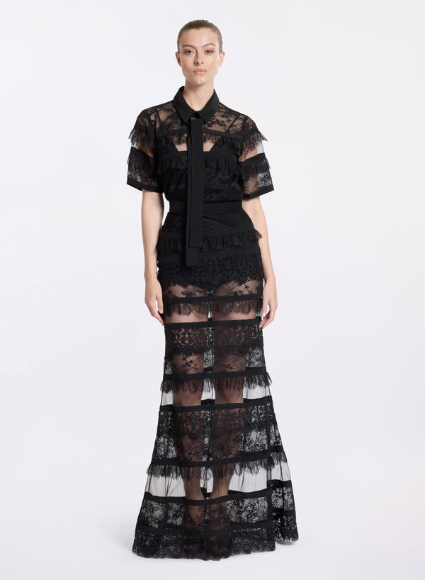 elie saab Lace skirt Black