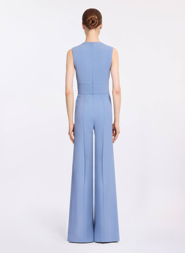 Elie Saab Lace Up Cady Jumpsuit Orient Blue